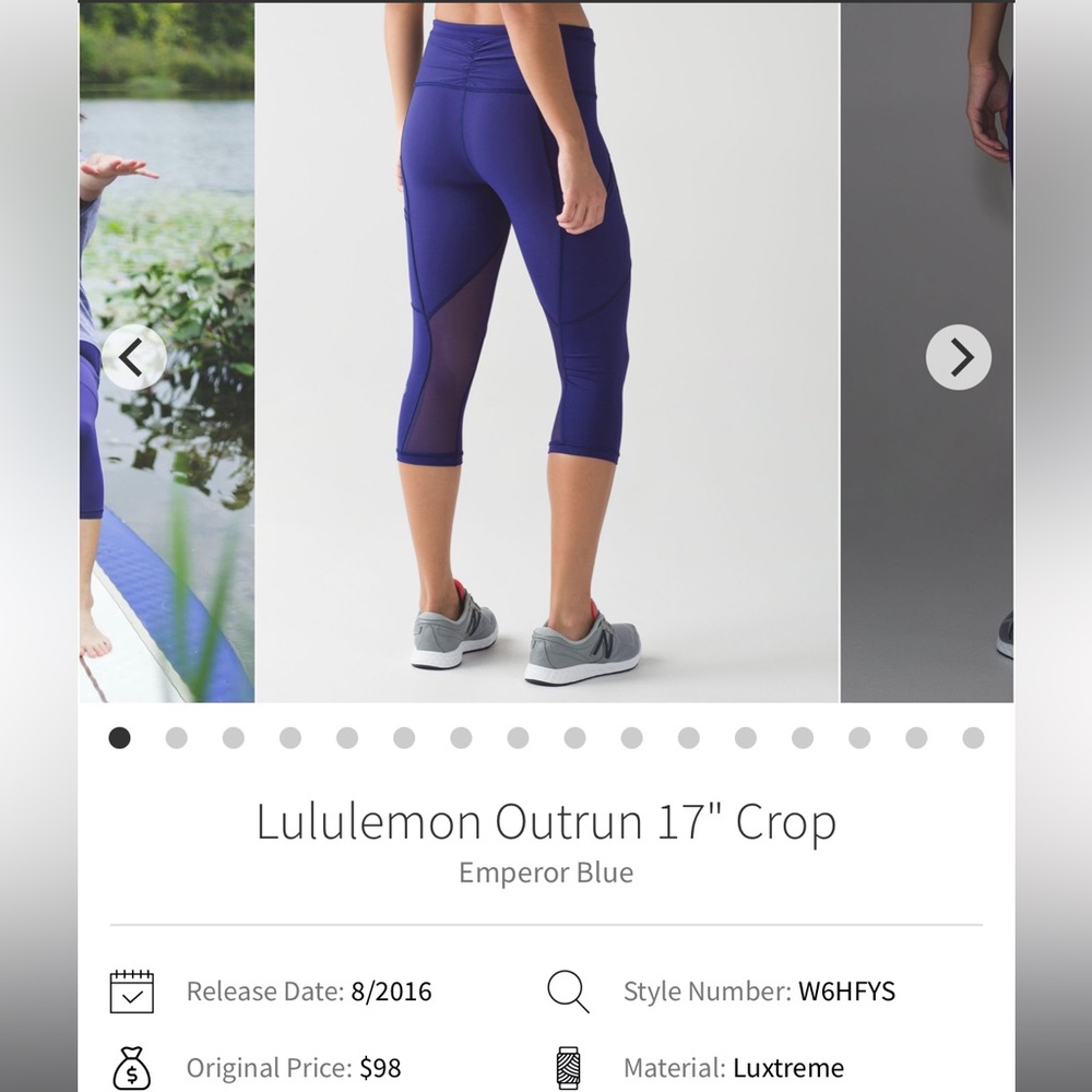 Lululemon Out Run 17" Crop Leggings Women’s 10 Multi Pocket Luxtreme Yoga Gym